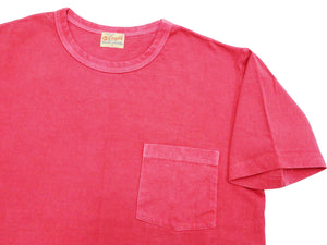 Whitesville Men's Short Sleeve Pigment-Dyed Pocket T-Shirt, Heavyweight Tubular Cotton Jersey Plain Tee, Made in Japan by Toyo Enterprises (WV79531 165 Faded Red)