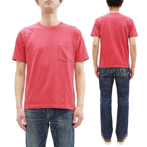 Whitesville Men's Short Sleeve Pigment-Dyed Pocket T-Shirt, Heavyweight Tubular Cotton Jersey Plain Tee, Made in Japan by Toyo Enterprises (WV79531 165 Faded Red)