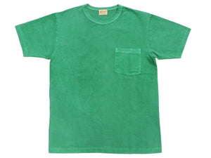 Whitesville Men's Short Sleeve Pigment-Dyed Pocket T-Shirt, Heavyweight Tubular Cotton Jersey Plain Tee, Made in Japan by Toyo Enterprises (WV79531 144 Faded Kelly Green)