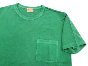 Whitesville Men's Short Sleeve Pigment-Dyed Pocket T-Shirt, Heavyweight Tubular Cotton Jersey Plain Tee, Made in Japan by Toyo Enterprises (WV79531 144 Faded Kelly Green)