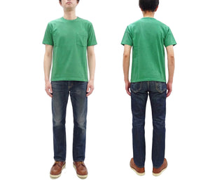 Whitesville Men's Short Sleeve Pigment-Dyed Pocket T-Shirt, Heavyweight Tubular Cotton Jersey Plain Tee, Made in Japan by Toyo Enterprises (WV79531 144 Faded Kelly Green)