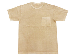 Whitesville Men's Short Sleeve Pigment-Dyed Pocket T-Shirt, Heavyweight Tubular Cotton Jersey Plain Tee, Made in Japan by Toyo Enterprises (WV79531 133 Faded Beige)