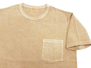 Whitesville Men's Short Sleeve Pigment-Dyed Pocket T-Shirt, Heavyweight Tubular Cotton Jersey Plain Tee, Made in Japan by Toyo Enterprises (WV79531 133 Faded Beige)