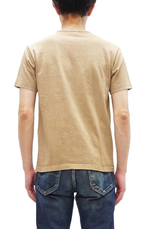 Whitesville Men's Short Sleeve Pigment-Dyed Pocket T-Shirt, Heavyweight Tubular Cotton Jersey Plain Tee, Made in Japan by Toyo Enterprises (WV79531 133 Faded Beige)