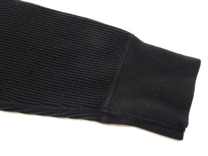 Studio D'artisan Men's Heavyweight 100% Cotton Waffle-Knit Thermal Long-Sleeve T-Shirt, Crew Neck, Four-Needle Flatseams, Curved Overlock-Finished Hem, Made in Japan (SDA 9936 Black)