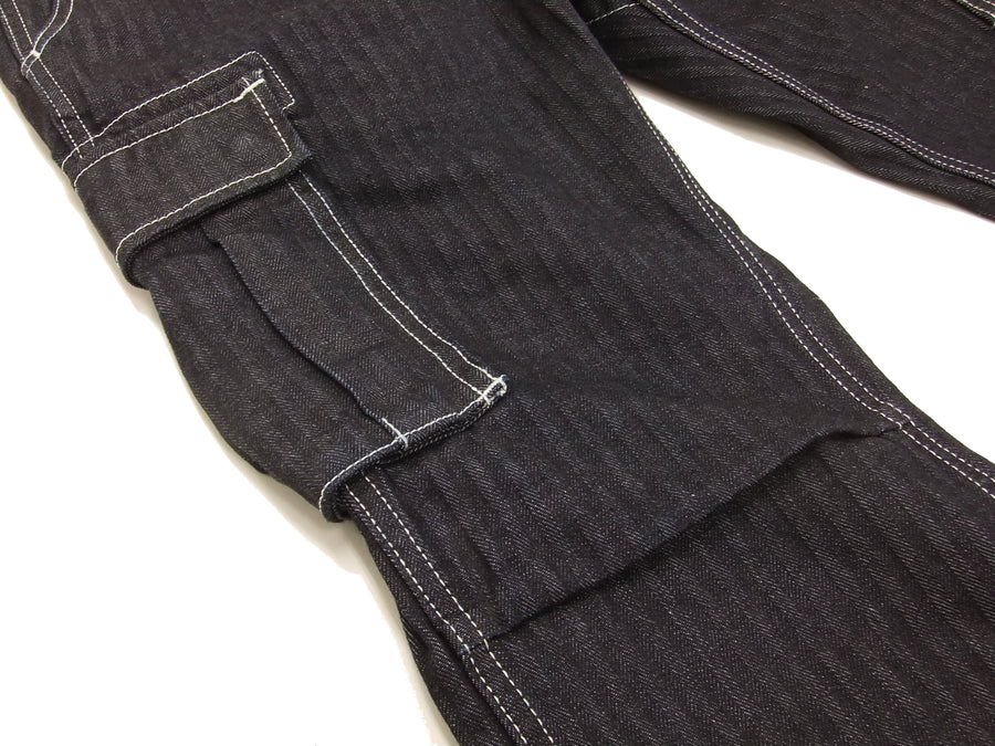 Momotaro Jeans Cargo Jeans Men's Herringbone Denim Cargo Pants Slim Fit Straight Leg 01-037