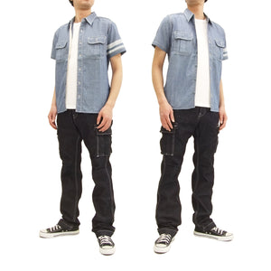 Momotaro Jeans Cargo Jeans Men's Herringbone Denim Cargo Pants Slim Fit Straight Leg 01-037