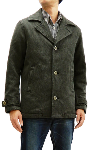 Momotaro Jeans Jacket Men's Single Breasted Bedford Cord Pea Coat Style 03-122 Gray