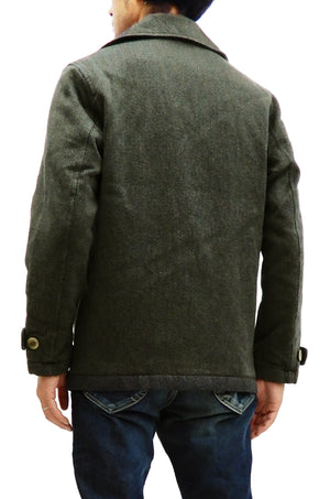 Momotaro Jeans Jacket Men's Single Breasted Bedford Cord Pea Coat Style 03-122 Gray
