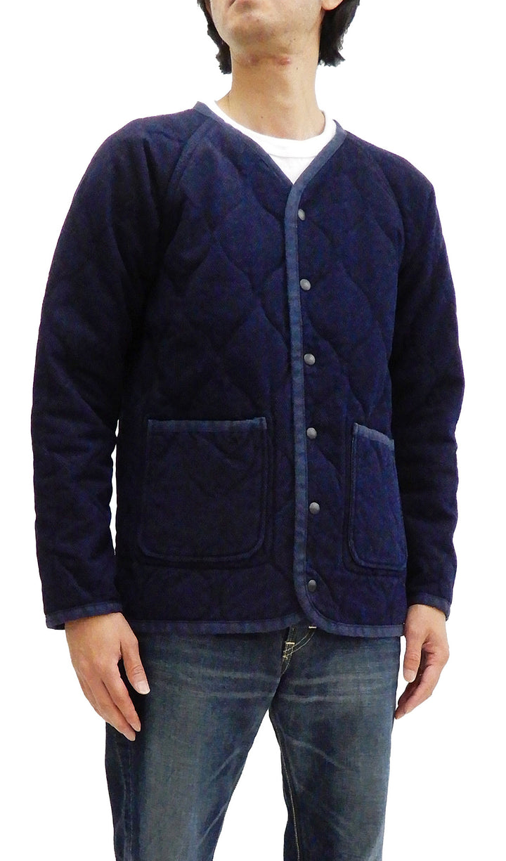 Momotaro Jeans Collarless Jacket Men's Quilted & Padded No Collar