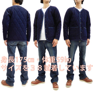 Momotaro Jeans Collarless Jacket Men's Quilted & Padded No Collar