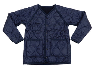 Momotaro Jeans Collarless Jacket Men's Quilted & Padded No Collar Jacket with Edge Piping 03-138