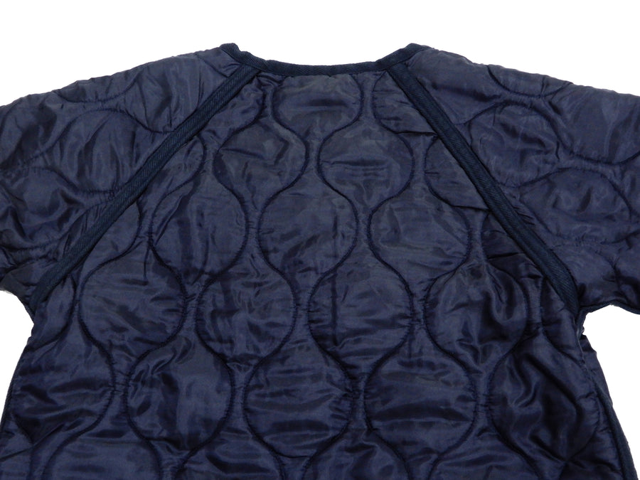 Momotaro Jeans Collarless Jacket Men's Quilted & Padded No Collar Jacket with Edge Piping 03-138