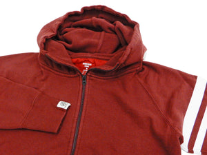 Momotaro Jeans Hoodie Men's High Neck Zip-Up Hooded Sweatshirt with GTB 07-044 Burgundy