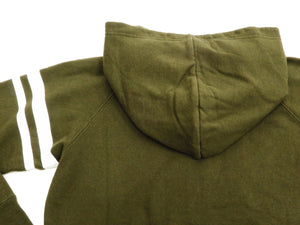 Momotaro Jeans Hoodie Men's High Neck Zip-Up Hooded Sweatshirt with GTB 07-044 Olive-Green