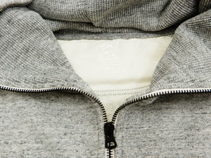 Momotaro Jeans Hoodie Men's High Neck Zip-Up Hooded Sweatshirt with GTB 07-044 Heather-Gray