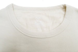 Momotaro Jeans Waffle Shirt Men's Long Sleeve Waffle-Knit Thermal T-Shirt with Stripe MZTS0079 Natural