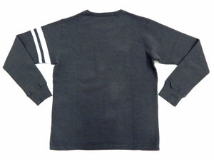Momotaro Jeans Waffle Shirt Men's Long Sleeve Waffle-Knit Thermal T-Shirt with Stripe MZTS0079 Gray