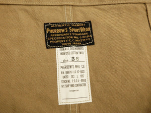 Pherrow's Mens Bib Overall U.S.Navy Deck Pants Military Style Overalls 20W-PDOA1 Beige