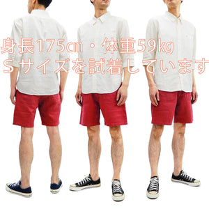 Pherrow's Linen Shorts Men's Relaxed Fit Zip Fly Above the Knee-Length 21S-PMMS1 Red