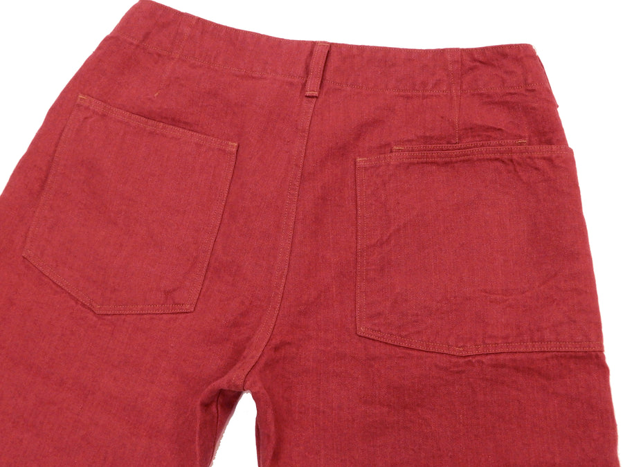 Pherrow's Linen Shorts Men's Relaxed Fit Zip Fly Above the Knee-Length 21S-PMMS1 Red