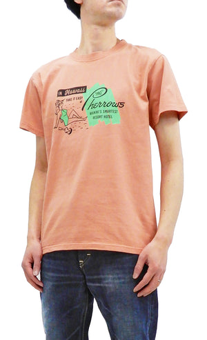 Pherrow's T-Shirt Men's Loopwheeled Short Sleeve Graphic Tee Pherrows 21S-PT10 Salmon-Pink