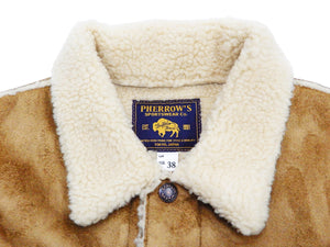Pherrow's Faux Mouton Sherpa Jacket Men's Shearling Rancher Jacket Pherrows 21W-510M Camel