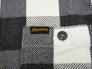 Pherrow's Plaid Flannel Shirt Mens Long Sleeve Checked Button Up Shirt 21W-720WS Off-White/Black