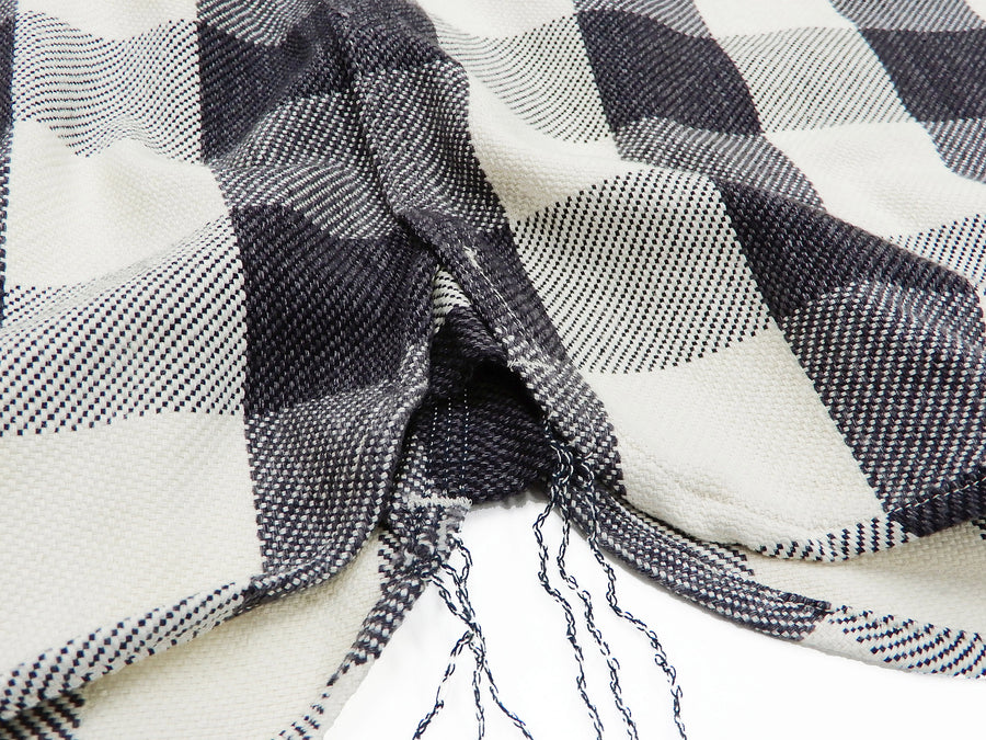 Pherrow's Plaid Flannel Shirt Mens Long Sleeve Checked Button Up Shirt 21W-720WS Off-White/Black