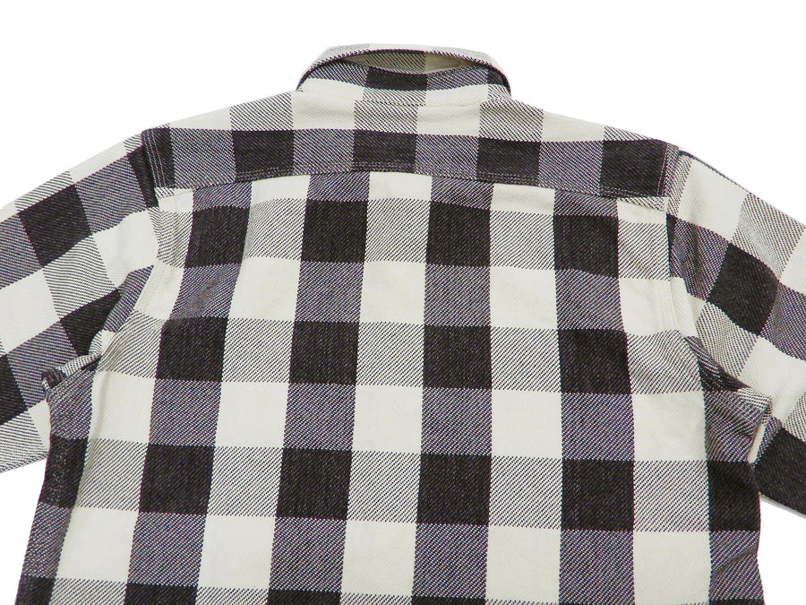 Pherrow's Plaid Flannel Shirt Mens Long Sleeve Checked Button Up Shirt 21W-720WS Off-White/Black