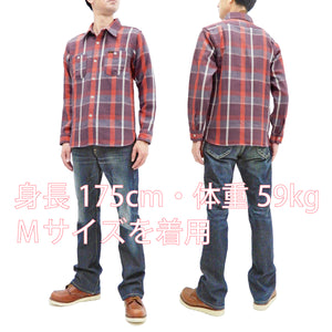 Pherrow's Plaid Flannel Shirt Mens Long Sleeve Checked Button Up Shirt 21W-720WS Purple/Red