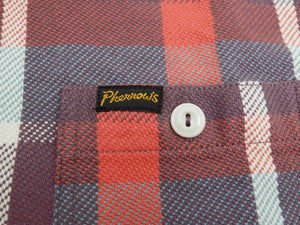 Pherrow's Plaid Flannel Shirt Mens Long Sleeve Checked Button Up Shirt 21W-720WS Purple/Red