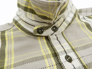 Pherrow's Plaid Flannel Shirt Mens Long Sleeve Checked Button Up Shirt 21W-720WS Beige/Yellow