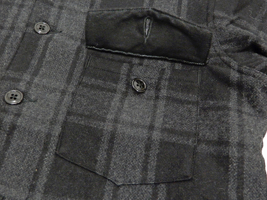 Pherrow's Wool Plaid Shirt Jacket Men's Shacket with Lightweight Lining Pherrows 21W-PCSJ2 Gray/Black