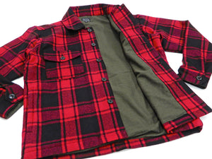 Pherrow's Wool Plaid Shirt Jacket Men's Shacket with Lightweight Lining Pherrows 21W-PCSJ2 Red/Black
