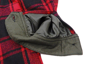 Pherrow's Wool Plaid Shirt Jacket Men's Shacket with Lightweight Lining Pherrows 21W-PCSJ2 Red/Black
