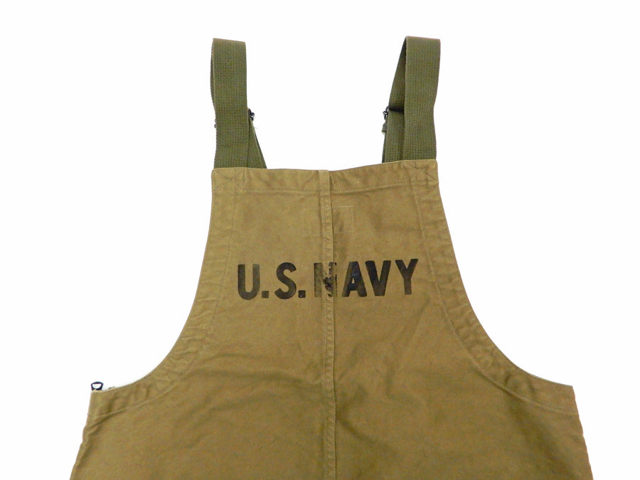 Pherrow's Men's Bib Overall U.S.Navy Deck Pants Military Style Overalls Pherrows 21W-PNOA1 Khaki