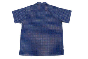 Pherrow's Shirt Men's Short Sleeve Small Polka Dot Print Indigo Casual Resort Collar Shirt Pherrows 22S-PIS1