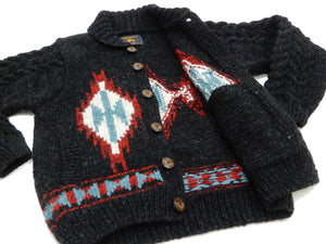 Pherrow's Button Front Cardigan Men's Shawl-Collar Wool Sweater Hand Knitted In Nepal Pherrows 22W-PNS-CARDIGAN Black