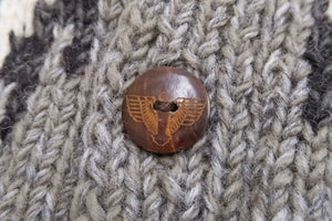 Pherrow's Button Front Cardigan Men's Shawl-Collar Wool Sweater Hand Knitted In Nepal Pherrows 22W-PNS-CARDIGAN Gray