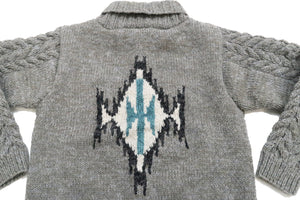Pherrow's Button Front Cardigan Men's Shawl-Collar Wool Sweater Hand Knitted In Nepal Pherrows 22W-PNS-CARDIGAN Gray