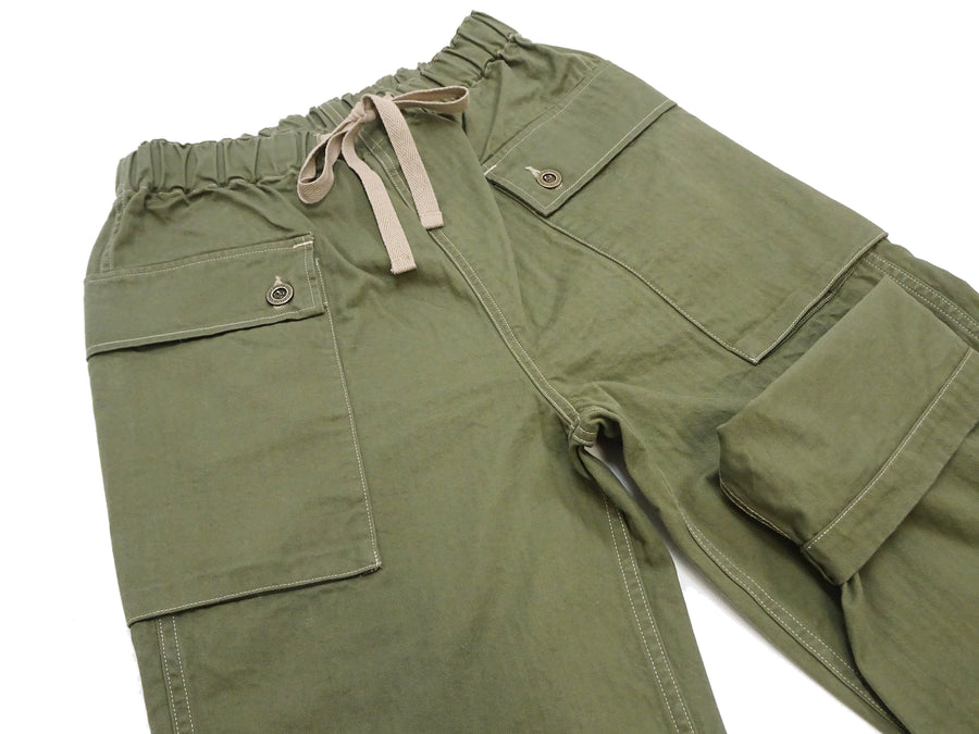 Pherrow's Cargo Pants Men's Casual Elastic Drawstring Waist USMC Herringbone HBT P-44 Military Trousers Pherrows 23S-PMEP1 Olive