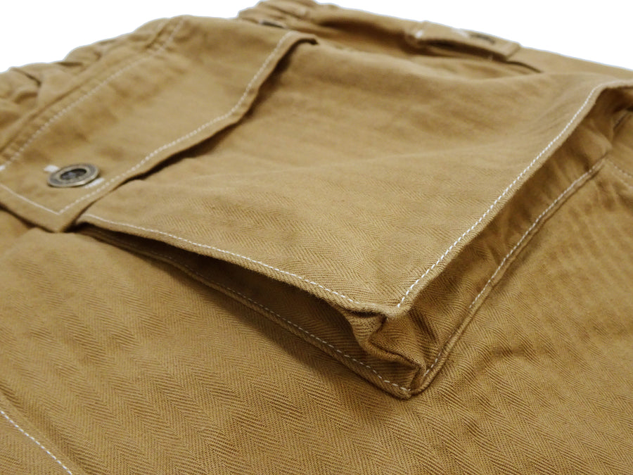 Pherrow's Cargo Pants Men's Casual Elastic Drawstring Waist USMC Herringbone HBT P-44 Military Trousers Pherrows 23S-PMEP1 Beige