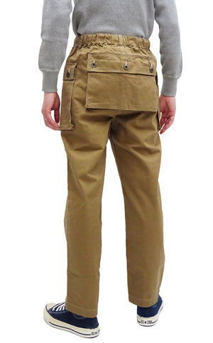 Pherrow's Cargo Pants Men's Casual Elastic Drawstring Waist USMC Herringbone HBT P-44 Military Trousers Pherrows 23S-PMEP1 Beige