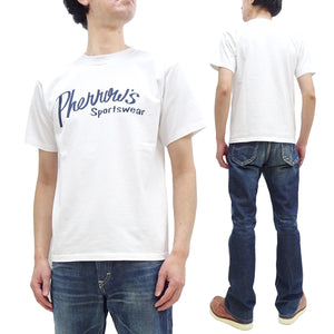 Pherrow's T-Shirt Men's Loopwheeled Short Sleeve Logo Graphic Tee Pherrows 23S-PT1 White