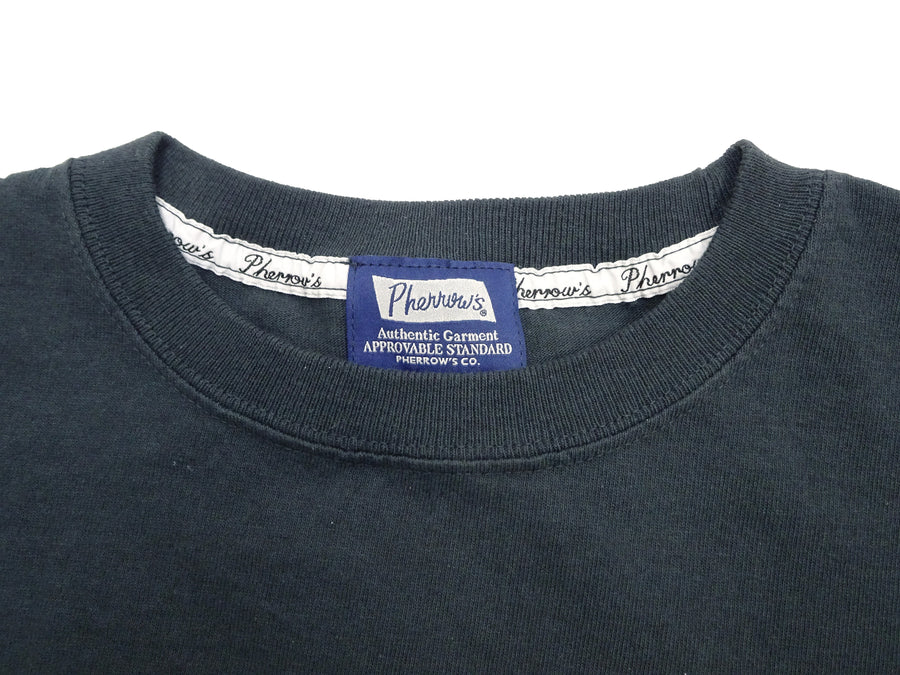 Pherrow's T-Shirt Men's Loopwheeled Short Sleeve Buffalo Graphic Tee Pherrows 23S-PT2 Slate-Black (a slightly bluish black)