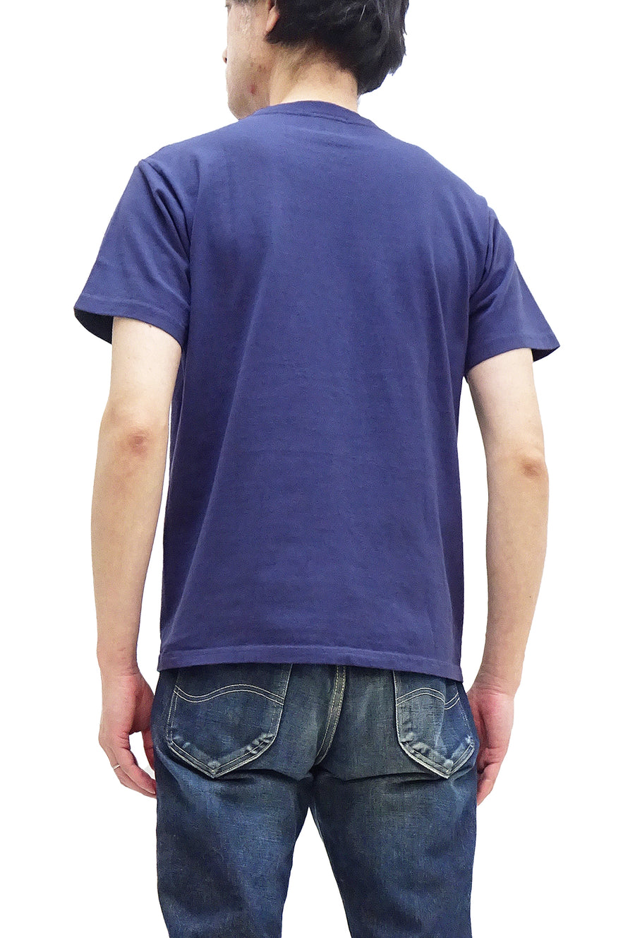 Pherrow's T-Shirt Men's Loopwheeled Short Sleeve Buffalo Graphic Tee Pherrows 23S-PT2 Faded-Dark-Blue