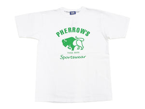 Pherrow's T-Shirt Men's Loopwheeled Short Sleeve Buffalo Graphic Tee Pherrows 23S-PT2 White
