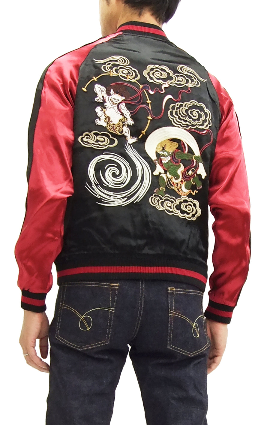 Red Black Spring And Autumn Embroidered Jacket Dragon Sukajan Jacket