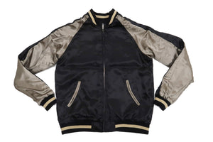 Japanesque Sukajan Men's Japanese Souvenir Jacket Fujin Embroidery 3RSJ-020 Black